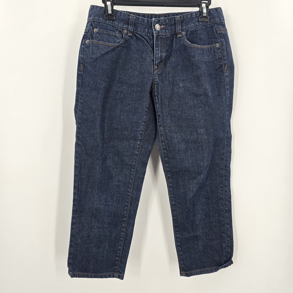Ann Taylor Loft Jeans 4 Womens Blue curvy Crop Denim‎ Stretch Classic